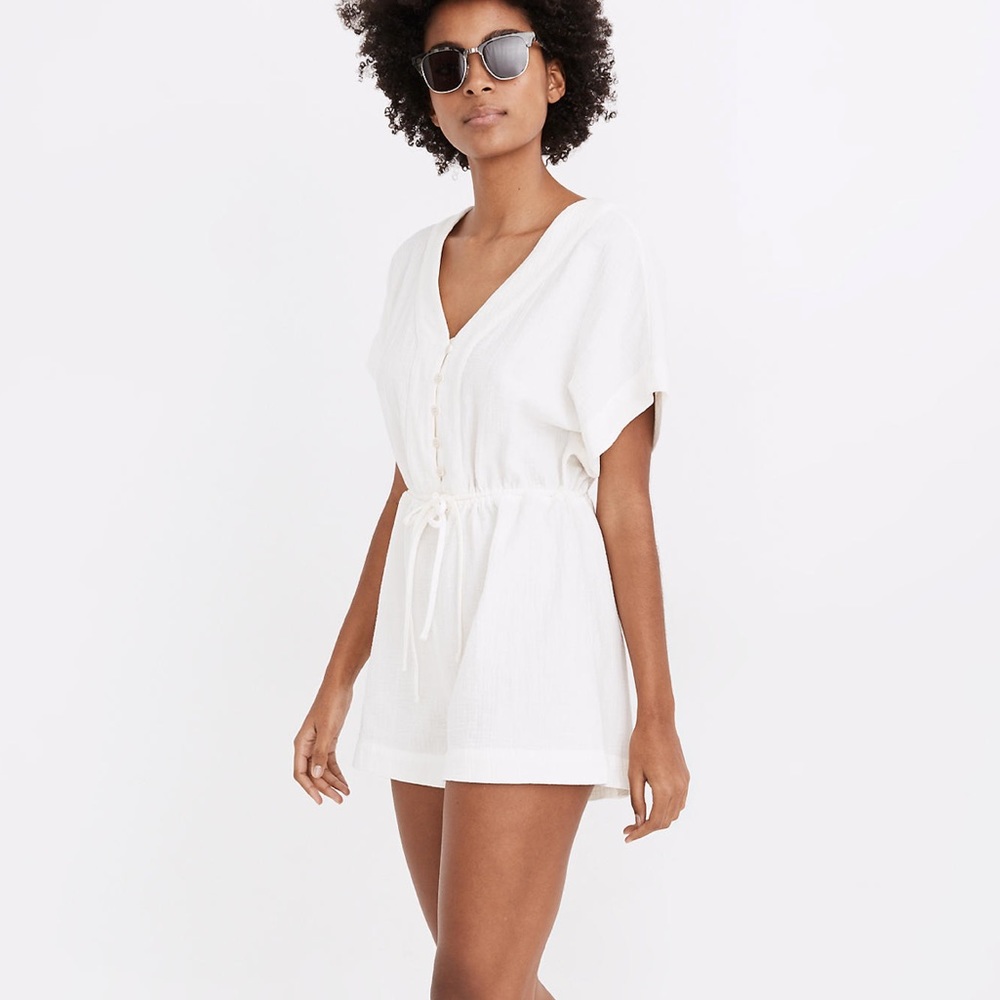 Madewell Gauze Cover-Up Drawstring Romper